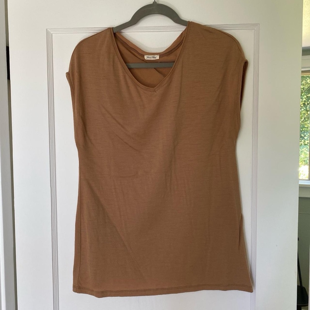 American Vintage wool shirt. Tan, S/XS but oversized